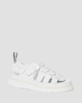 Dr Martens 8092 Mono Soft Leather Fisherman Sandale Damske Biele | 3514-LKUHW